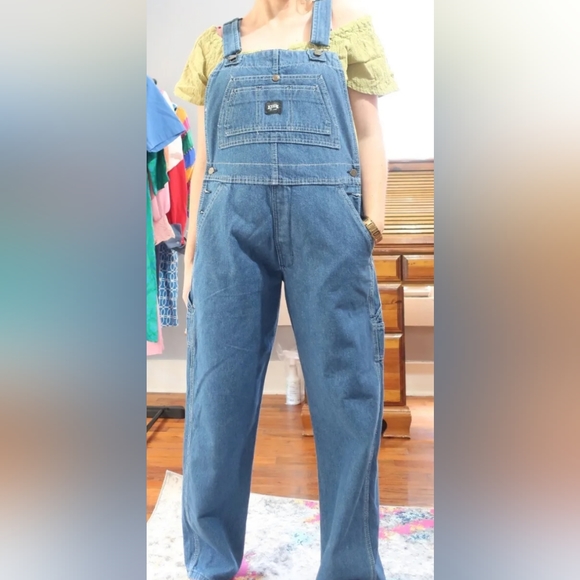 KEY Jeans Key Overalls 8 Tall Blue Dark Wash Great Preowned Cond 36